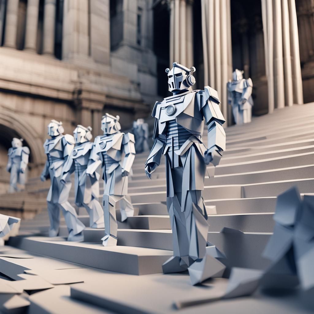 Cybermen Marching: Origami-Inspired Paper Art