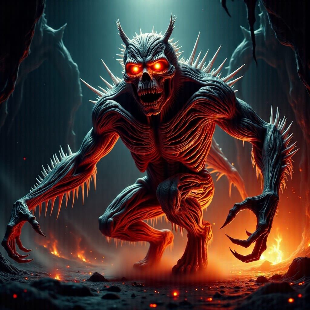 Dark, Biomechanical Horror Creature in Neon-Lit, Surrealist ...