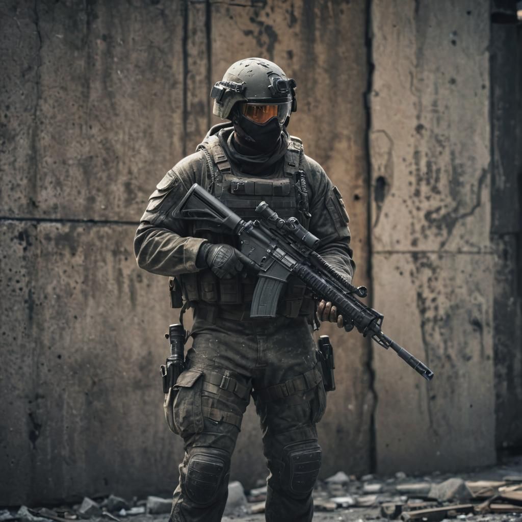 Soldier in Warzone: Gritty Realism Concept Art