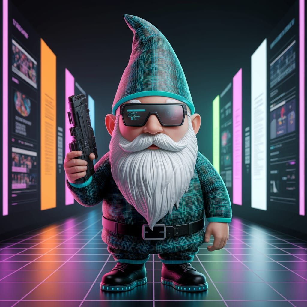 Cyberpunk Gnome Appears on Jumbotron