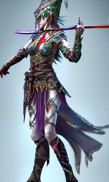 Ethereal Elf Sword Dancer in Hyperrealistic Style