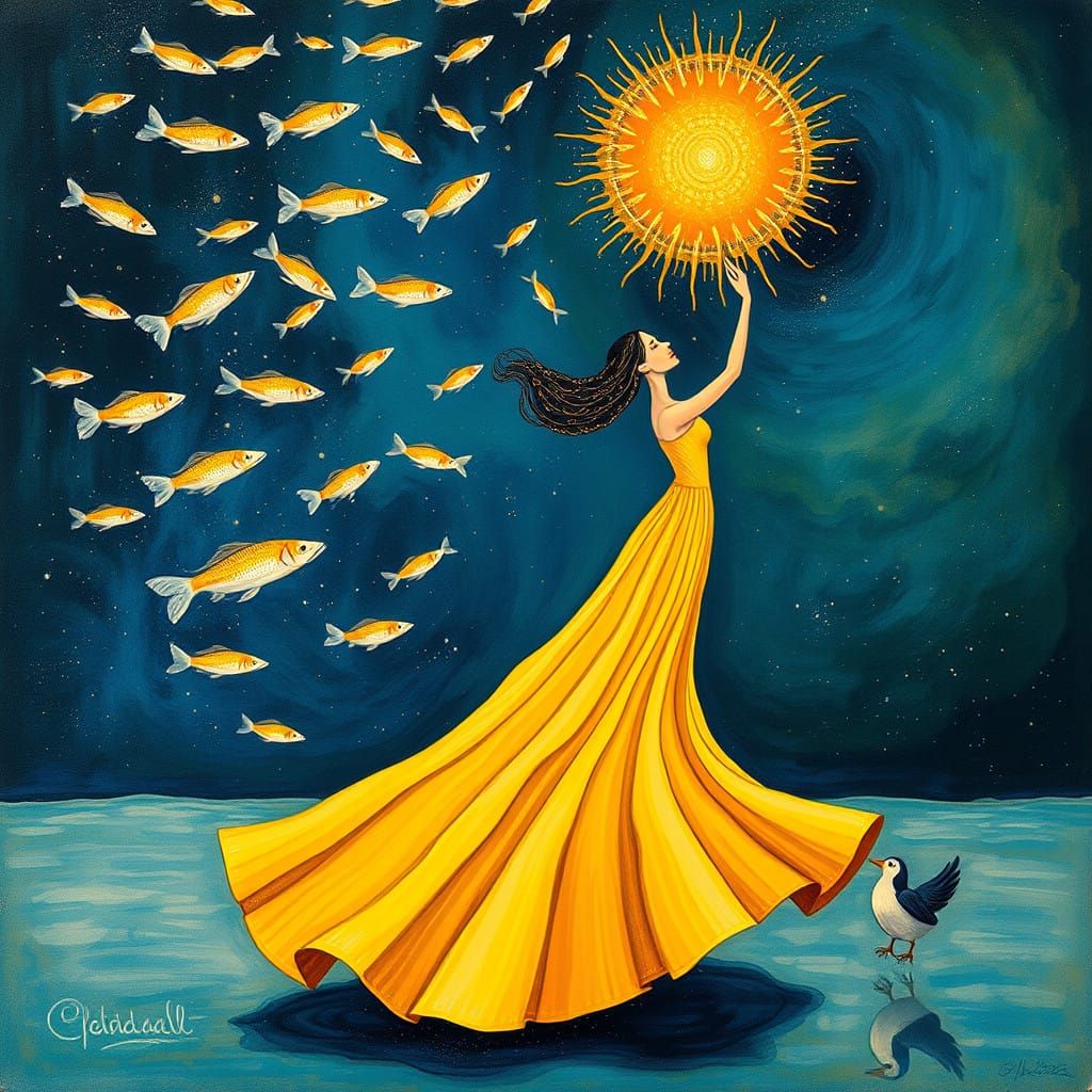 Celestial Owl in Vibrant Auroral Gown