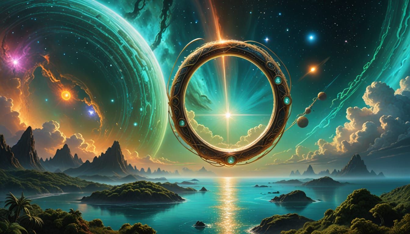 Sci-Fi Ring World Orbiting a Star