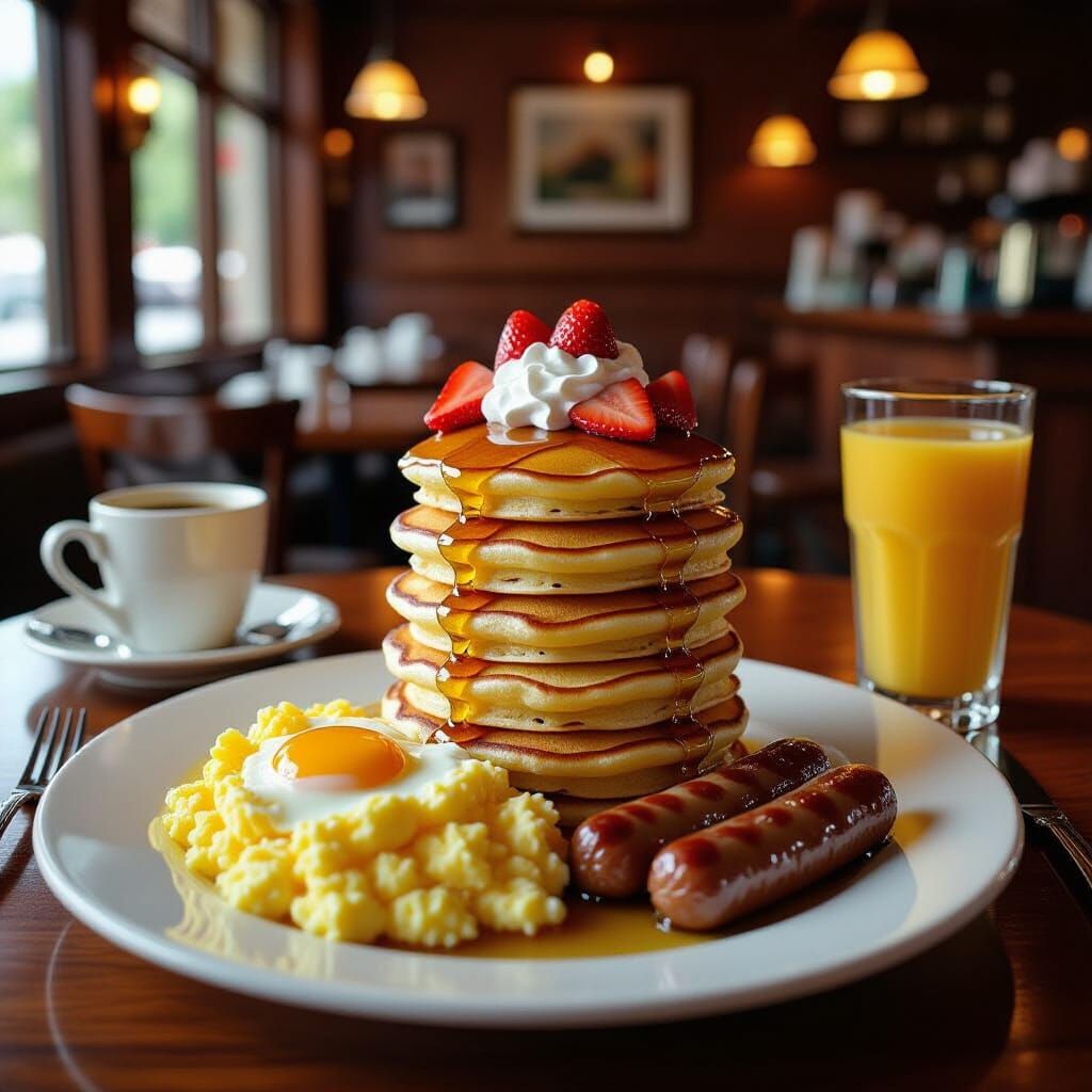 Hyperrealistic Breakfast Still Life in Restaurant