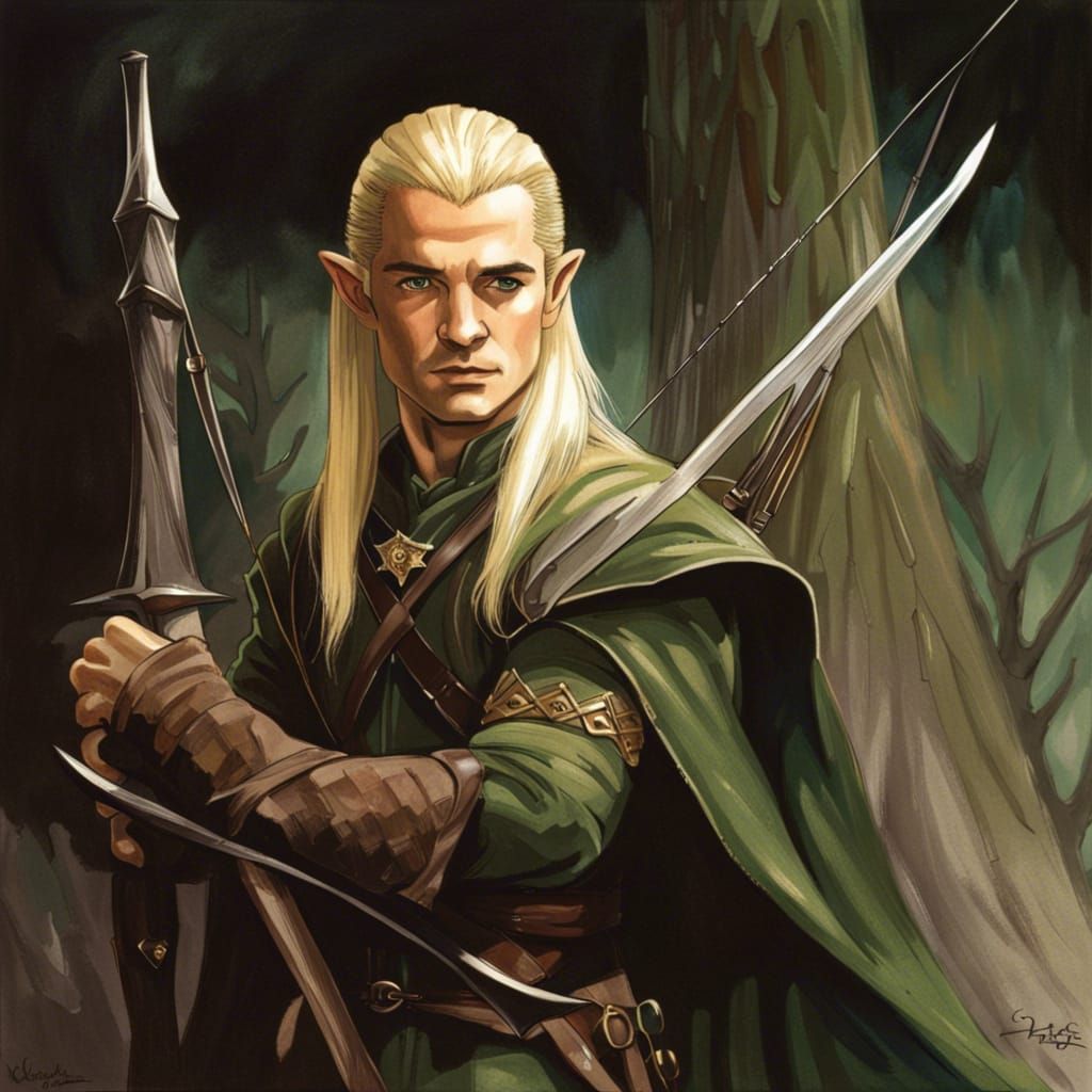 Legolas in 1980s Dark Fantasy Style