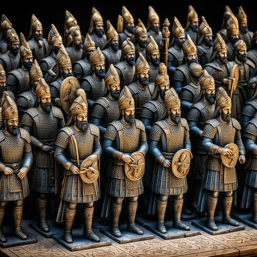 Chess Set with Cyrus the Great Soldier Design