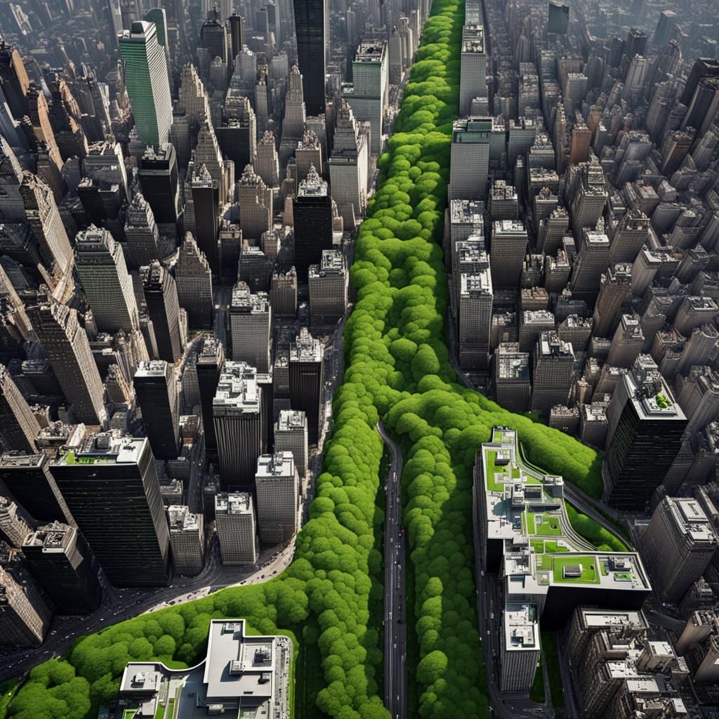 Green Roads Weave Through Dark Cityscape
