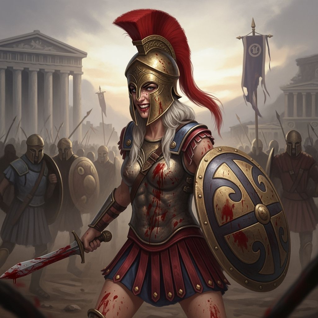Enyo, Greek Goddess of War, in Detailed Matte Painting