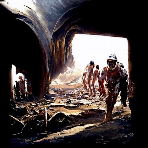 Humans Emerge After Earth's Destruction: Gurney-Style Oil Pa...