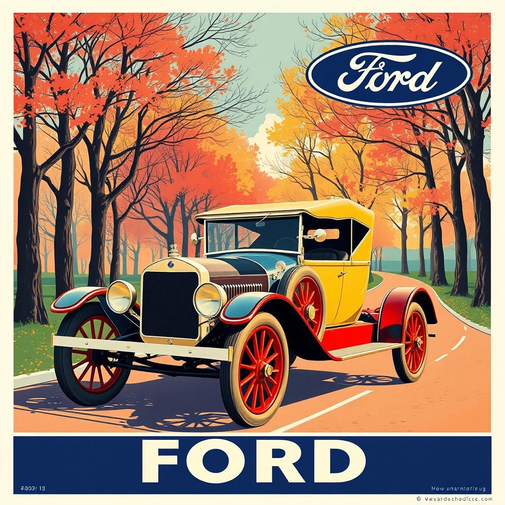 1920s "Ford T" Art-Déco Advert by Ford Motors v3