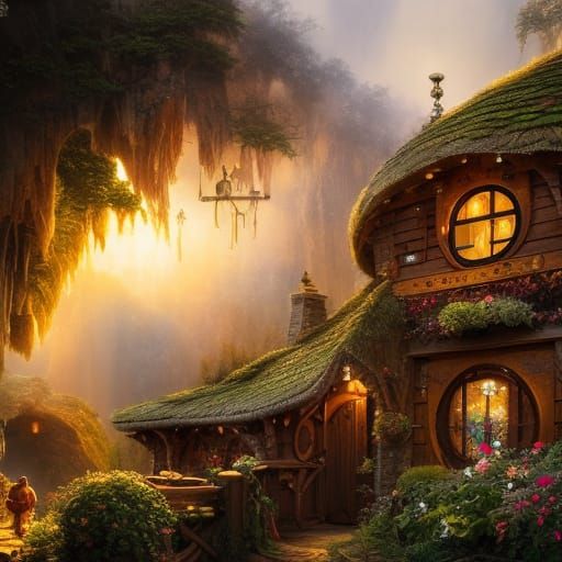 Rococo Hobbit House: Hyperdetailed Digital Matte Painting