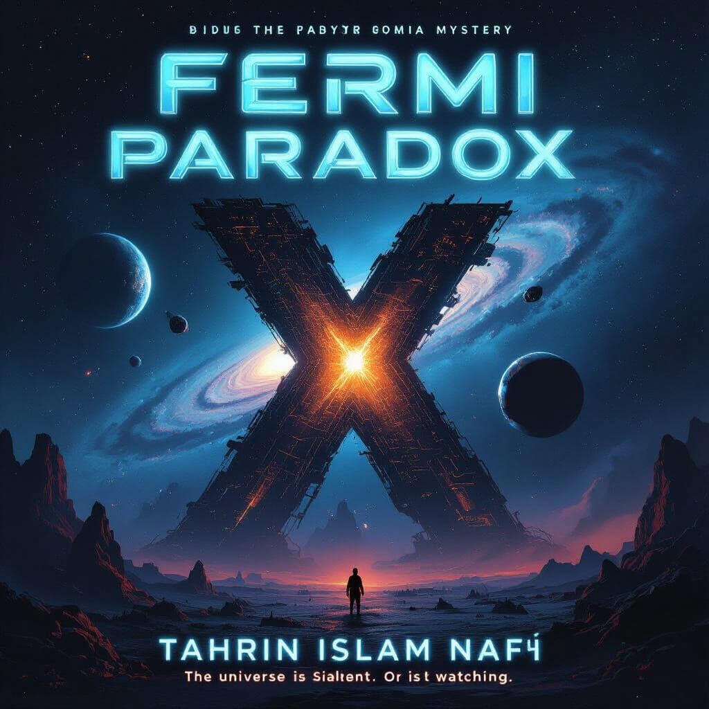 Sci-Fi Book Cover: Fermi Paradox in Cosmic Ruin