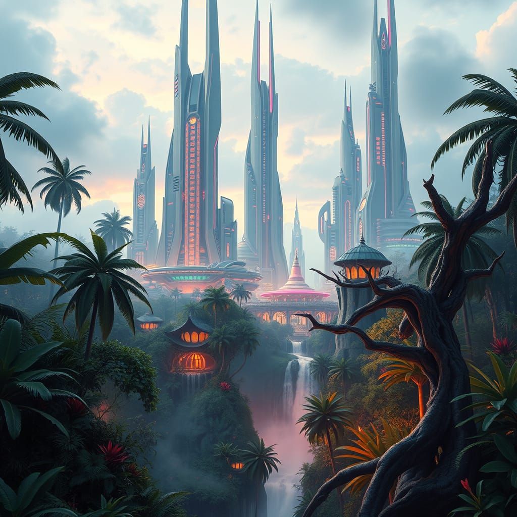 Cyberpunk Jungle Metropolis Rises from the Tropics