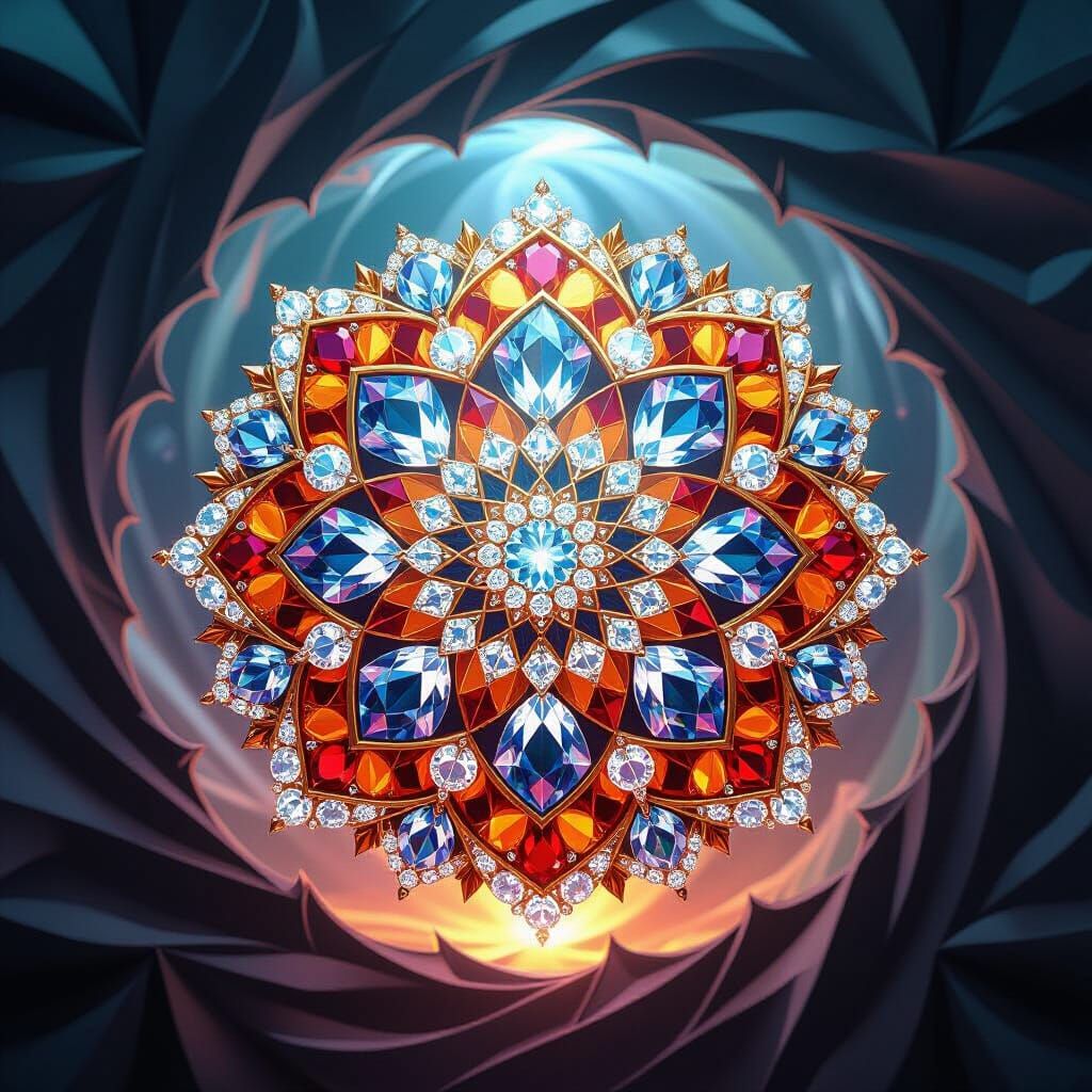 Kaleidoscope of Precious Stones in Hyperrealistic Style