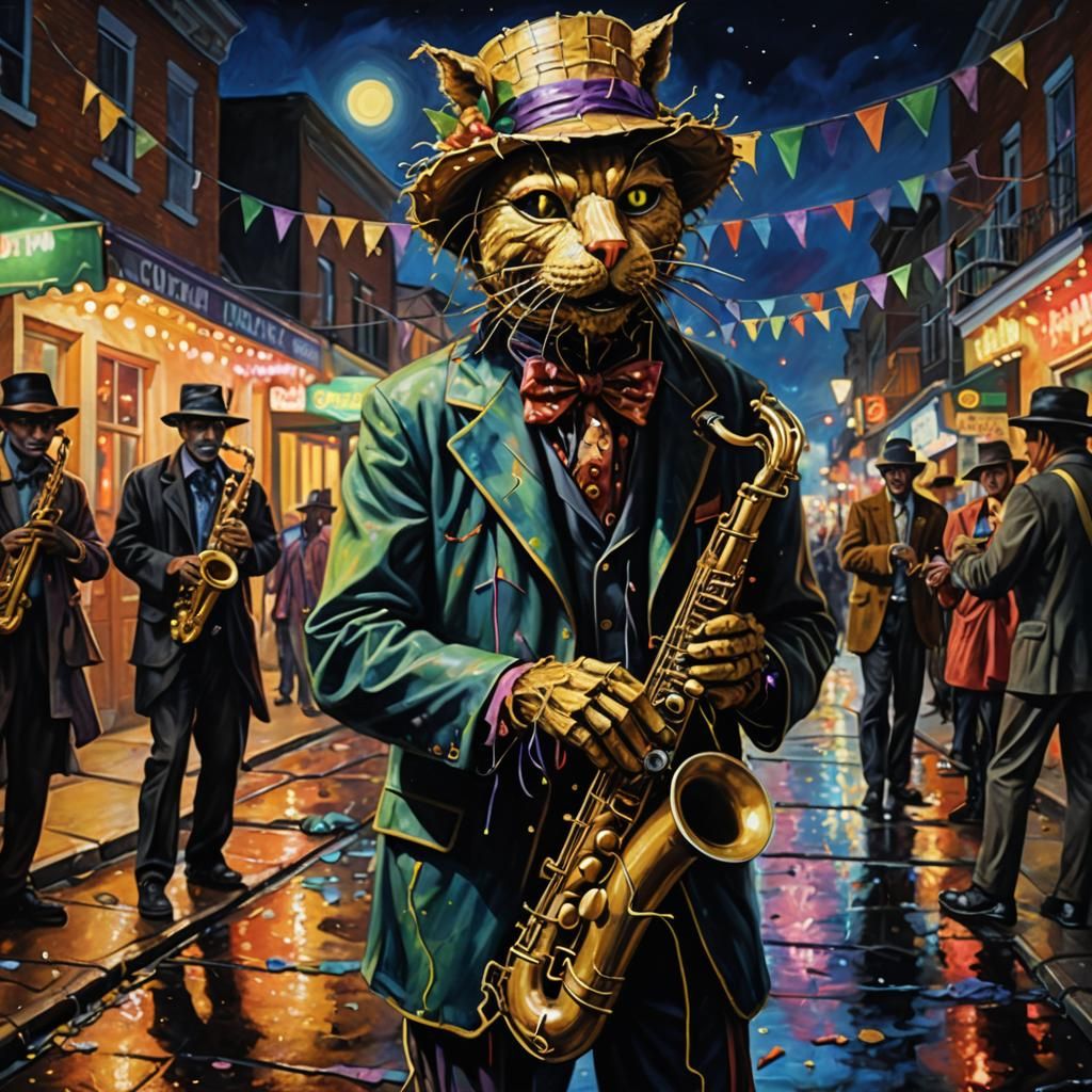 Feline Scarecrow's Dystopian Mardi Gras Performance