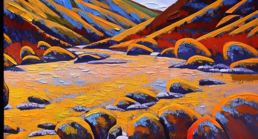 Sierra Nevada Creek in Expressionist Style