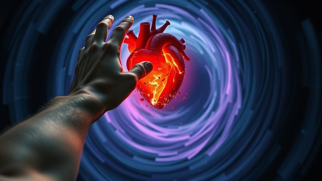 Surreal Heart Vortex: A Dramatic Visual Metaphor