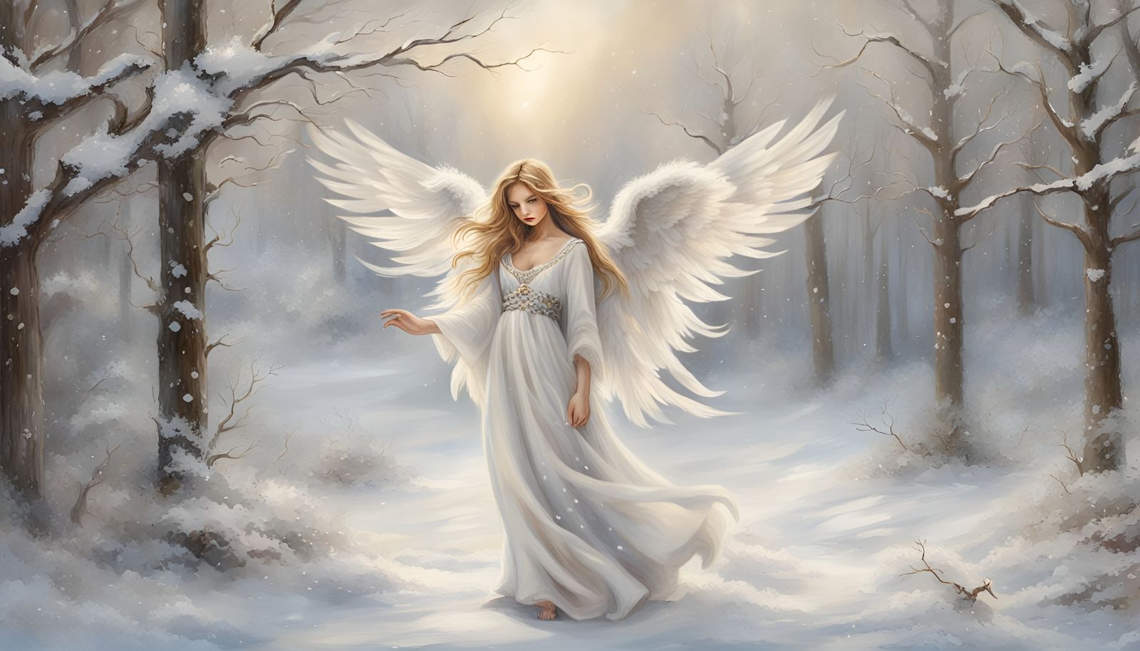 Artistic Angel in Winter Wonderland