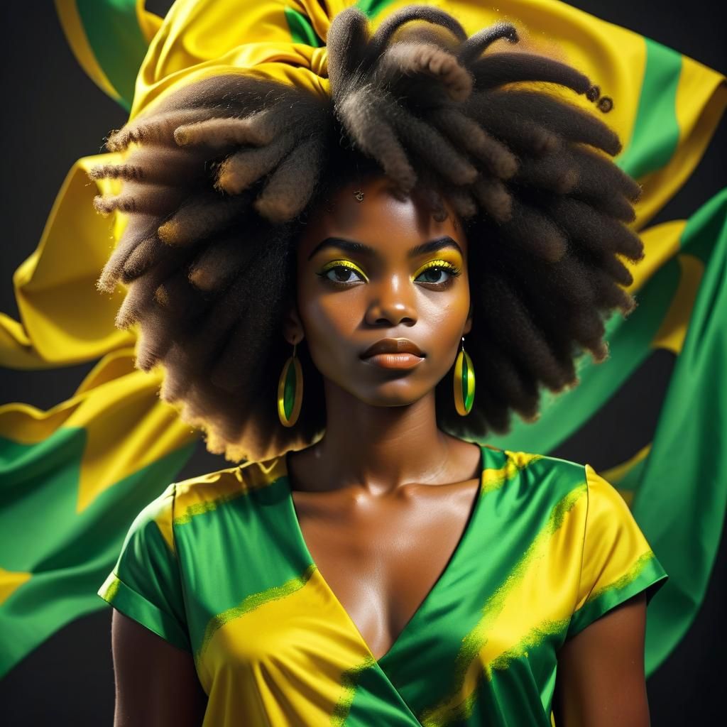 Elegant Afro-Caribbean Woman in Vibrant Dress