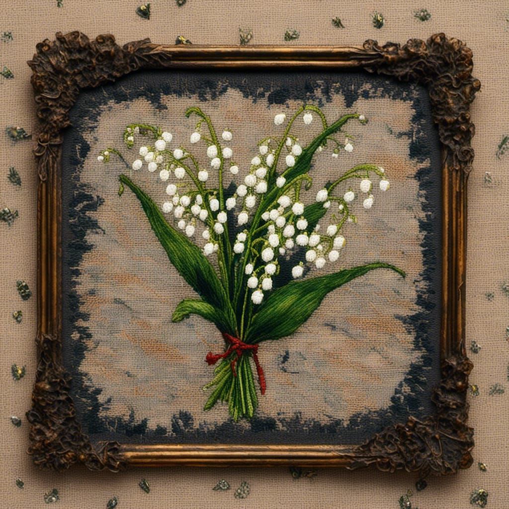 Gothic Lily of the Valley in Cross Stitch Style