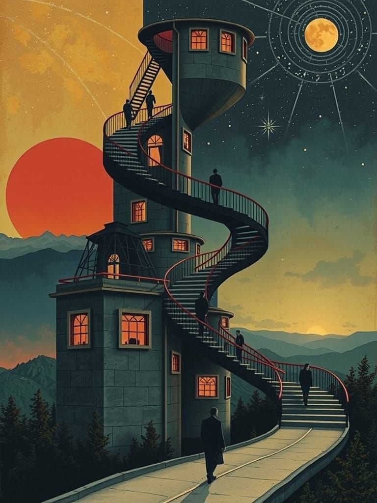 Surreal Stairway to Heaven and Hellscape