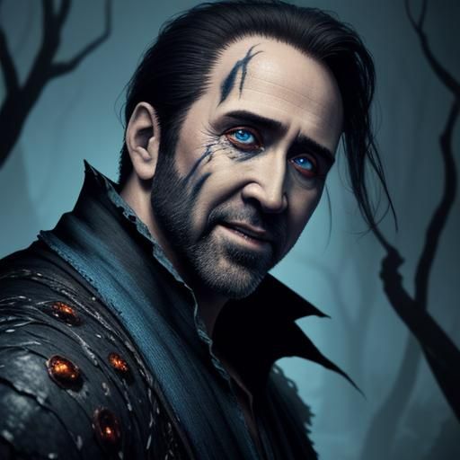 Fantasy Ghoul Portrait with Crackling Blue Energy