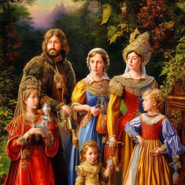19th Century Family Portrait with Gun, Digital Art