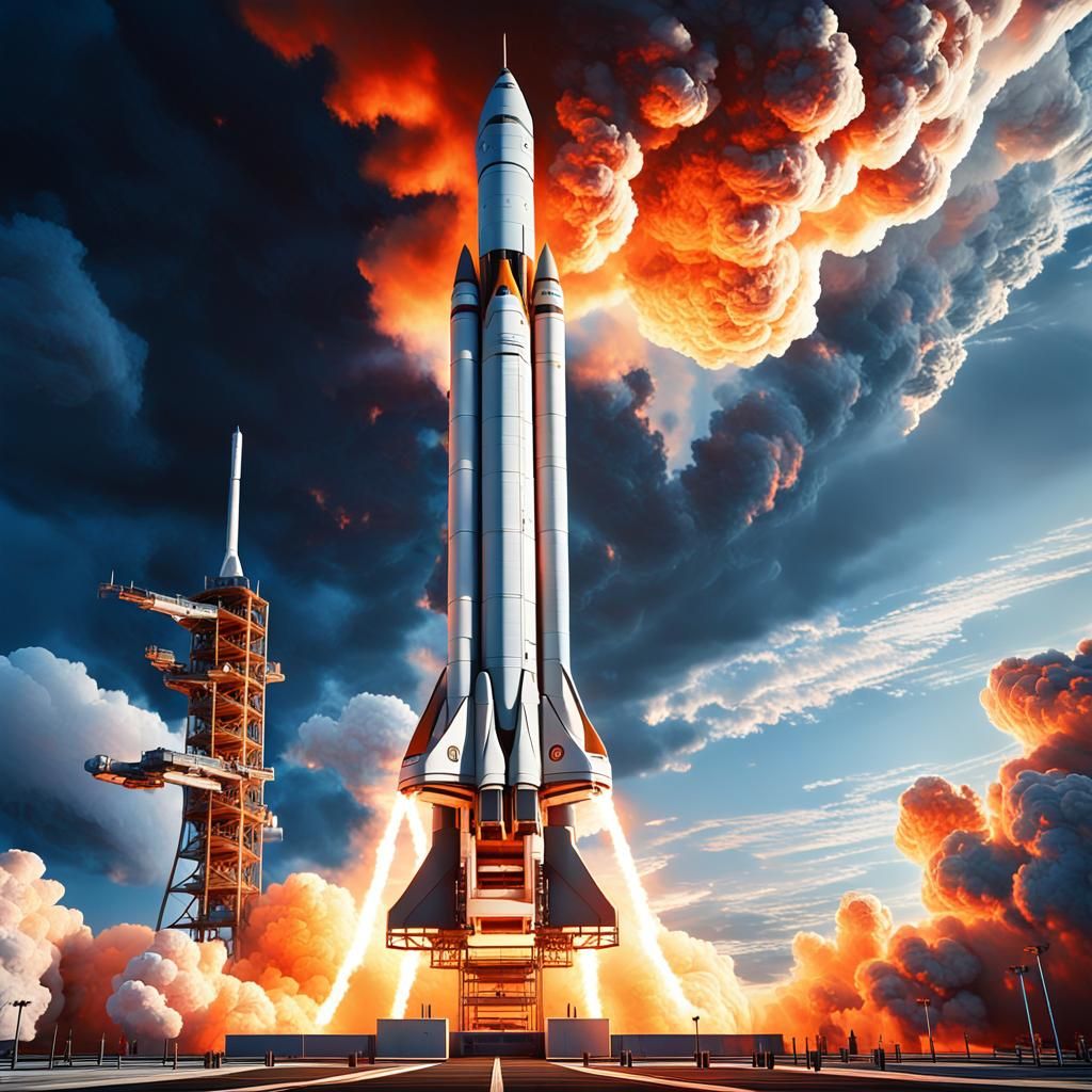 Majestic Vulcan Rocket Launch at Sunset