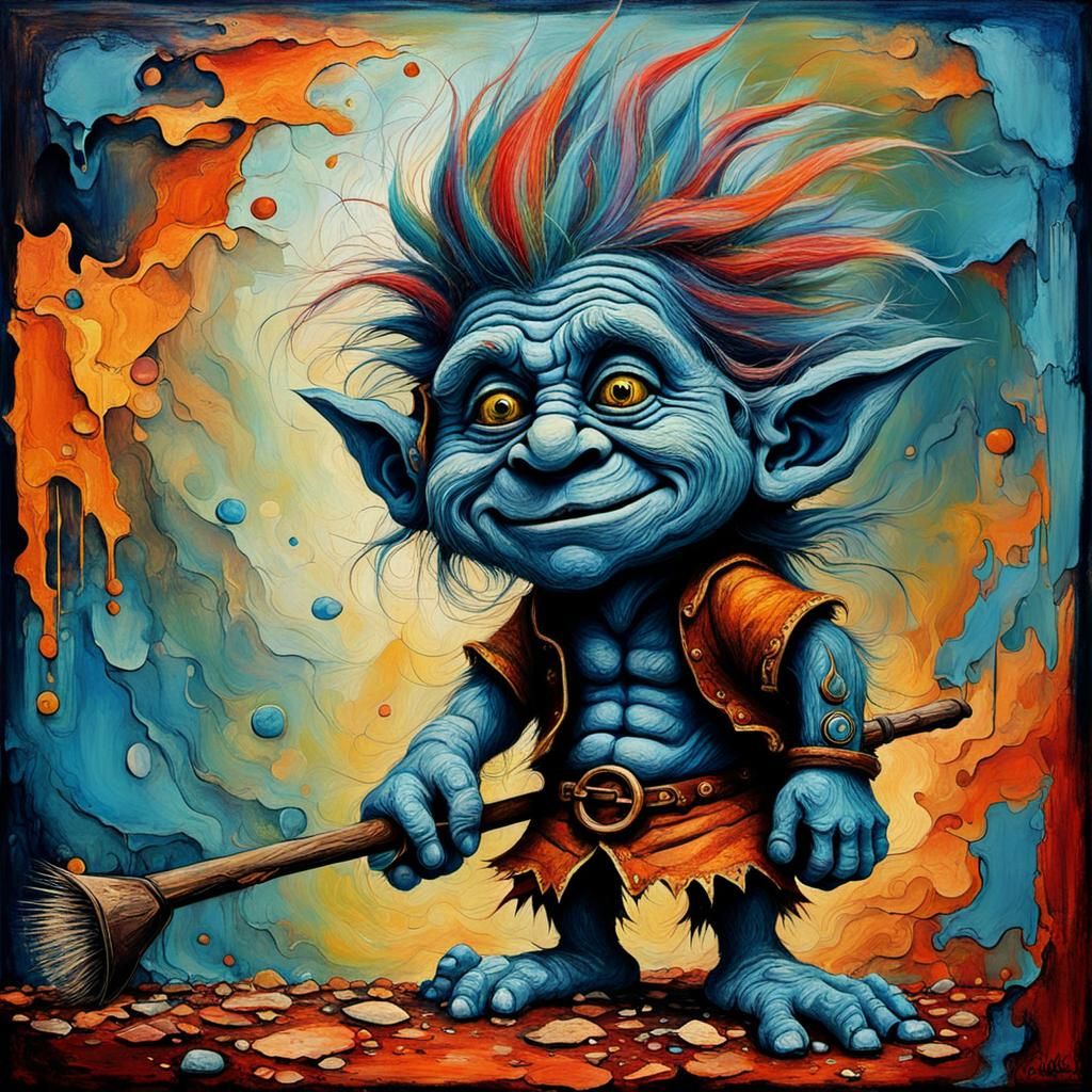 Abstract Troll Falling Through Time and Memories