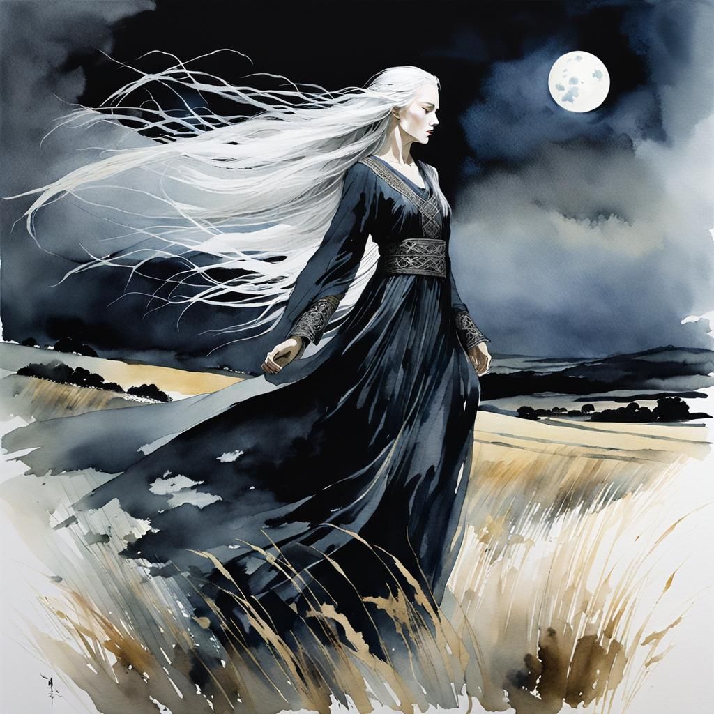 Ethereal Banshee Wailing in the Night, Watercolour