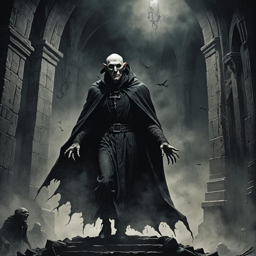 Nosferatu Rises: A Gothic Horror Digital Art