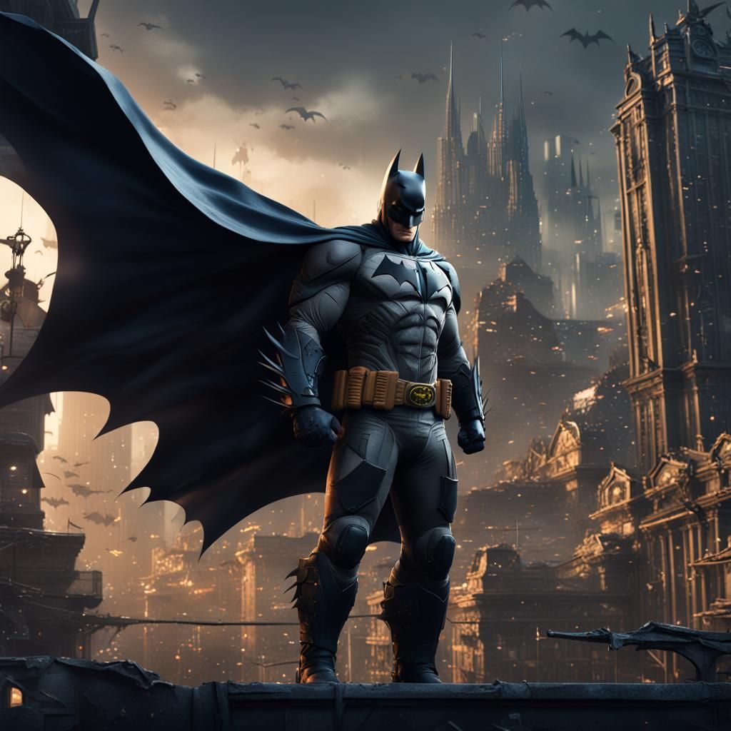 Batman in a Fantastical City: Detailed Matte Painting