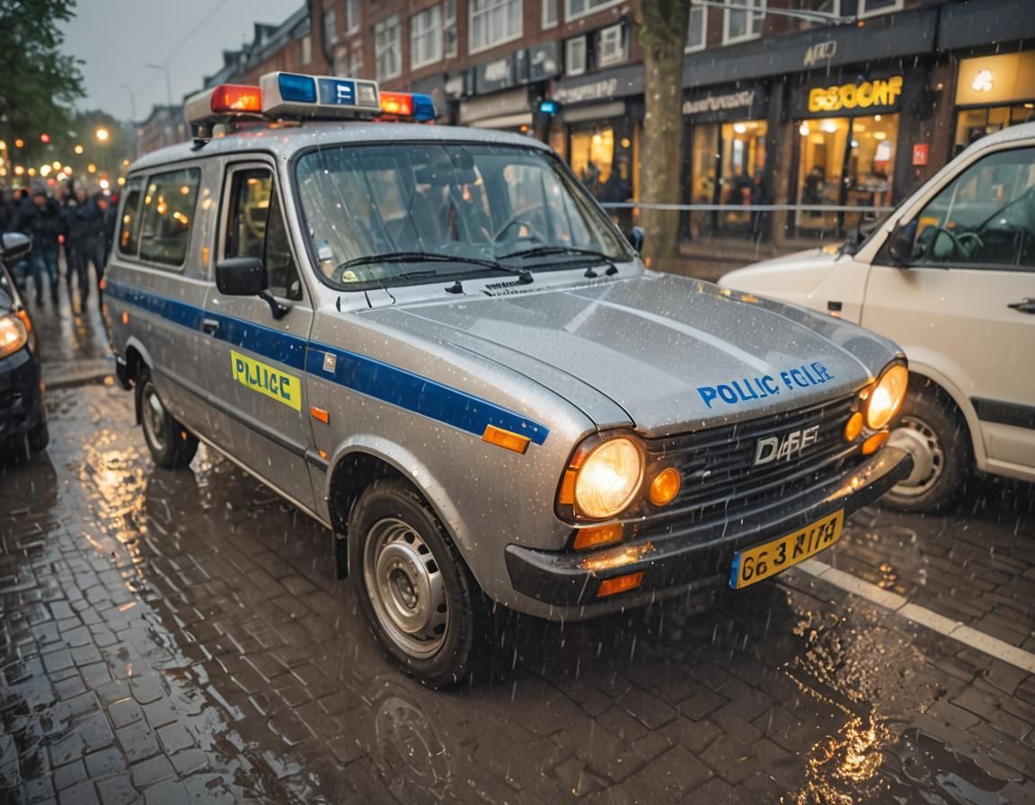 Daf 44 Police Van on Wet Street at Night