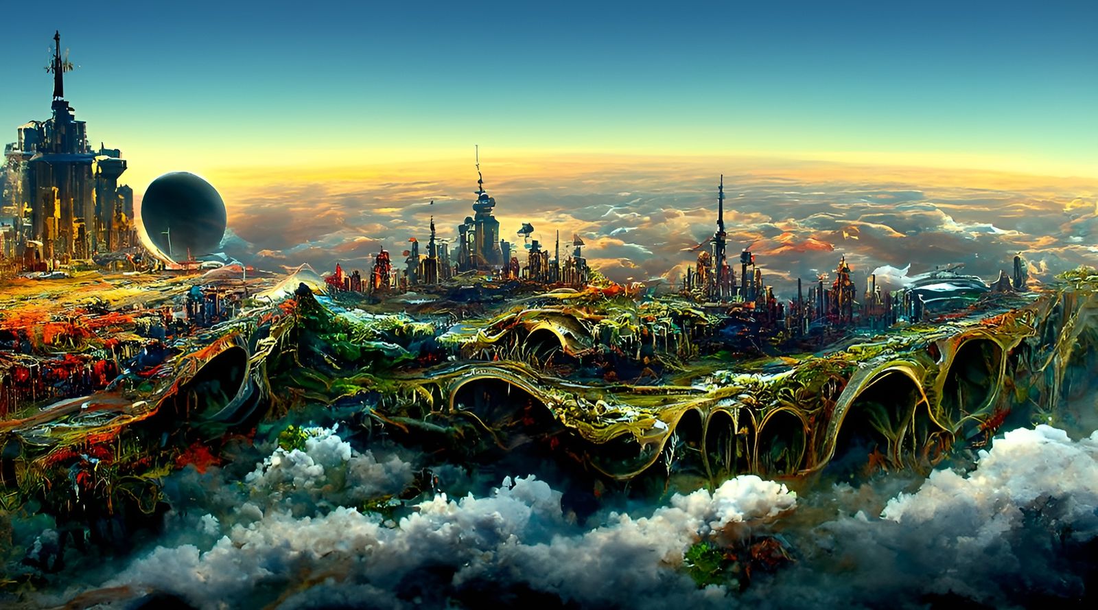 Majestic Sci-Fi Cityscape at Dawn