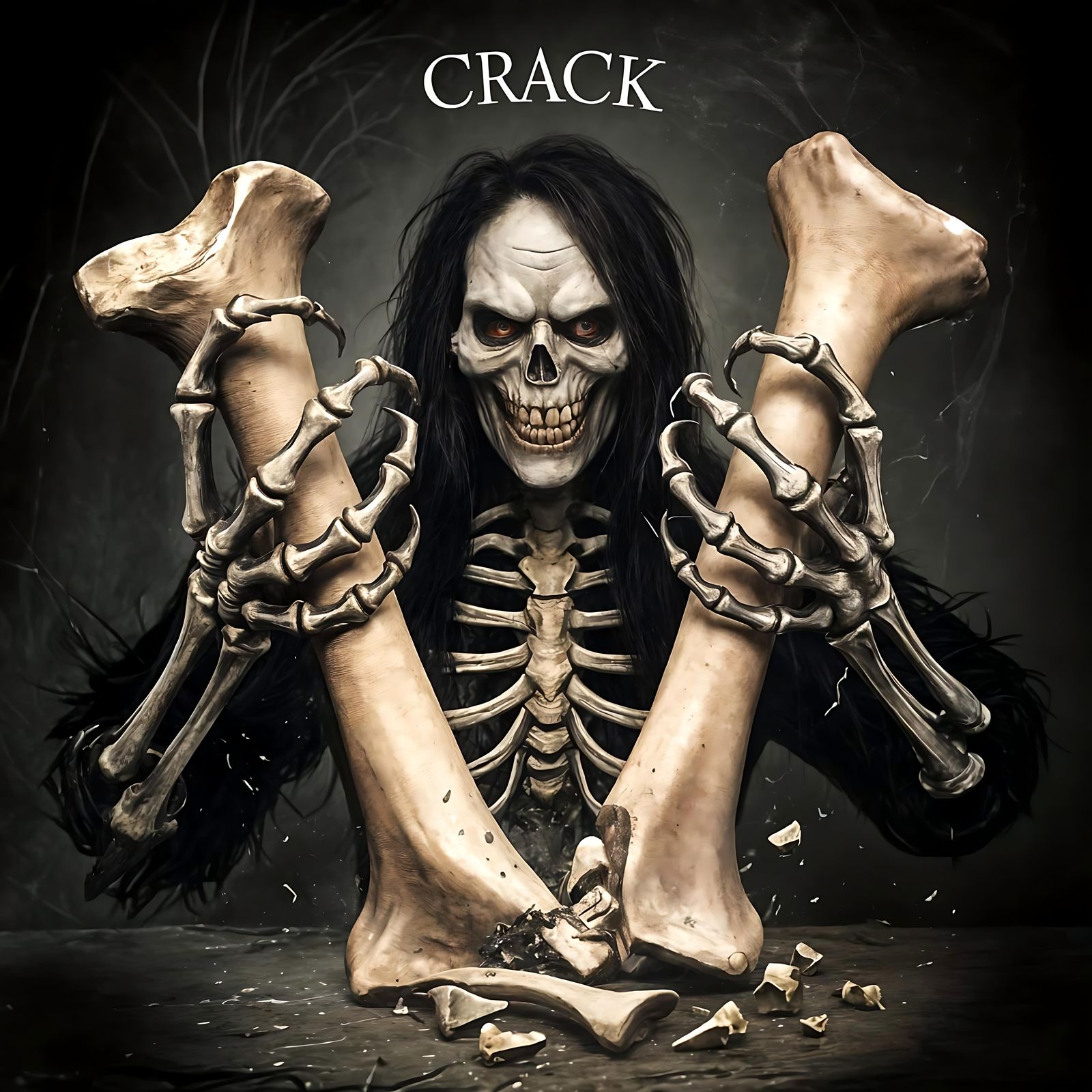 Menacing Shadow Figure Crushing Bone