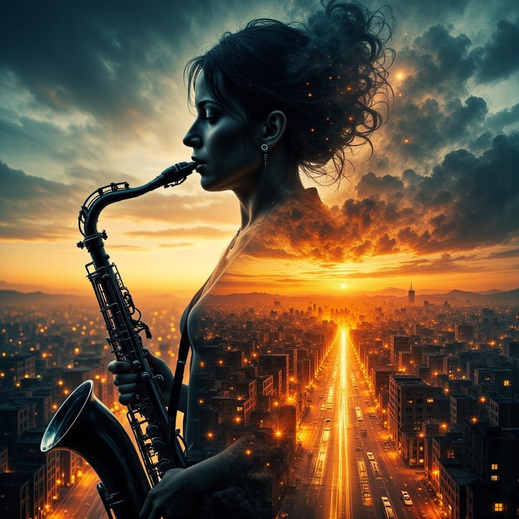 Female Saxophonist Double Exposure Album Cover