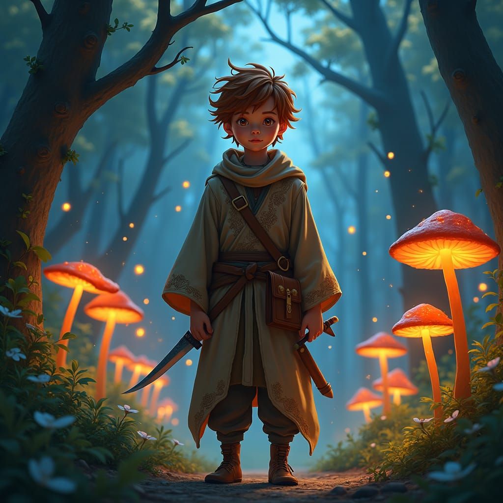 Mystical Forest: Half-Werewolf Boy Druid