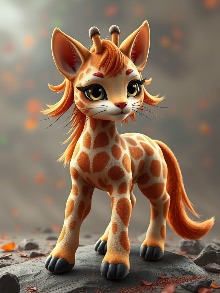 Hyperrealistic Chimaera Centaur as Feline Waifu in Vibrant B...