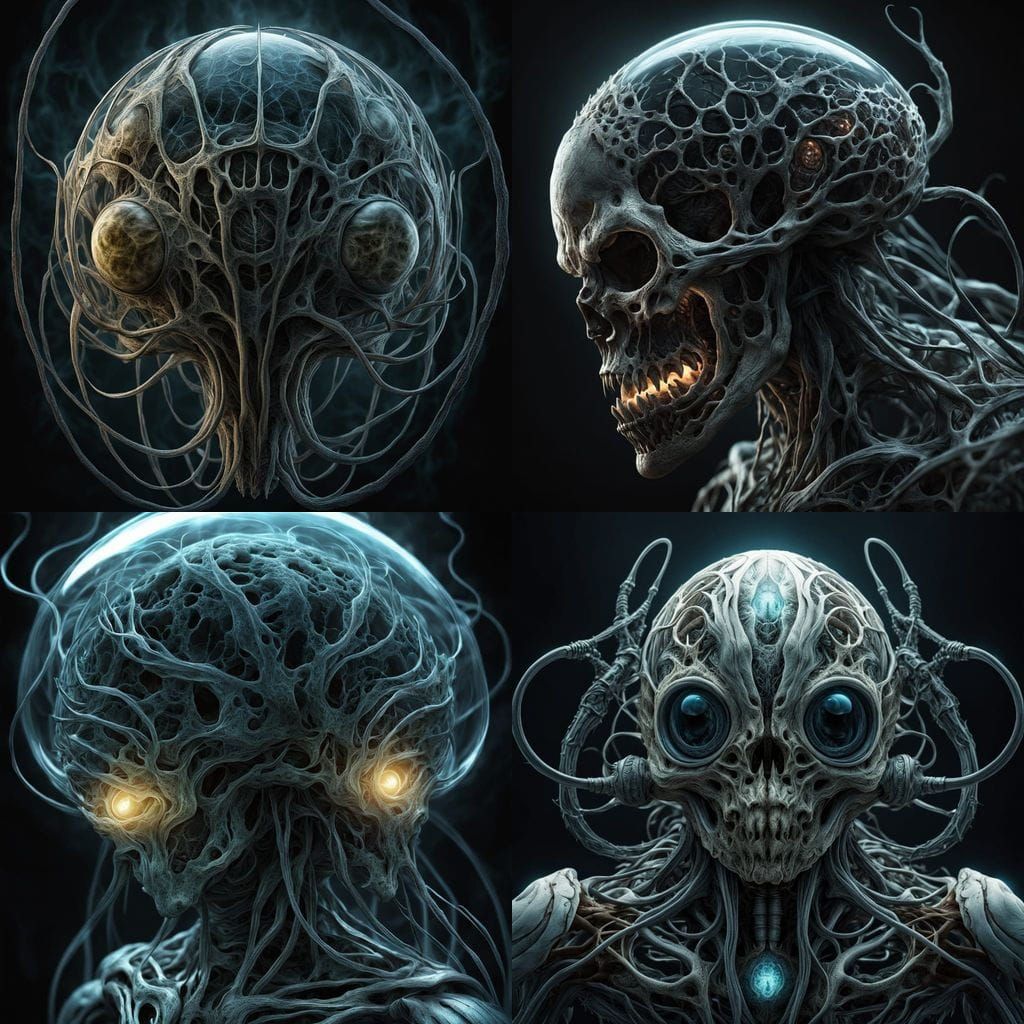 Biomechanical Pod With Human Form In Macro Surrealism