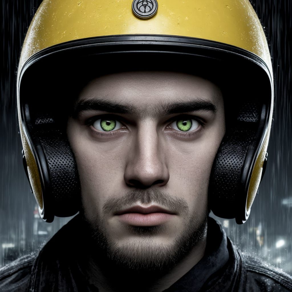 Moss Green Eyes Demand the Truth in Rainy Grunge Style