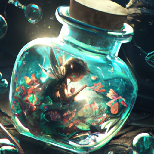 Fairy Trapped Inside Bottle: Dark Fantasy Art