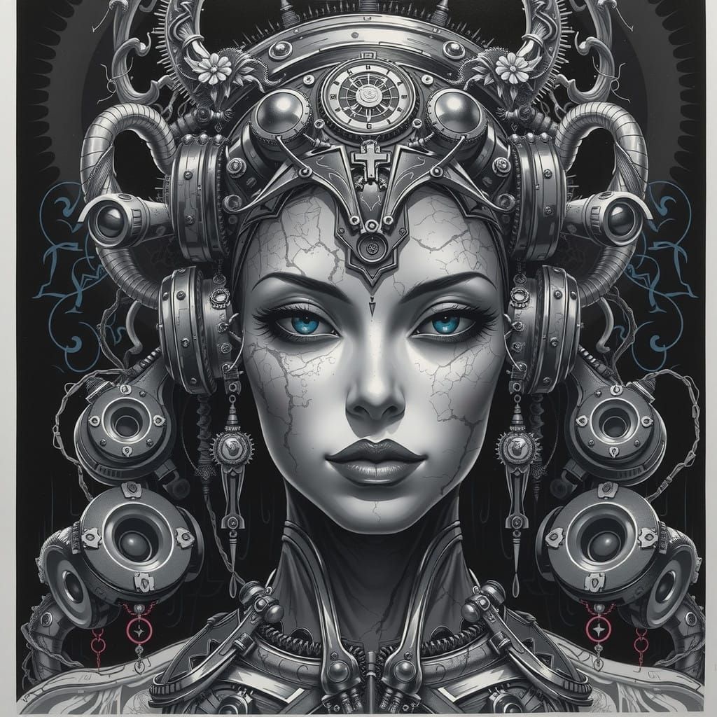 Steampunk Sorceress in Eerie Clockwork Armor