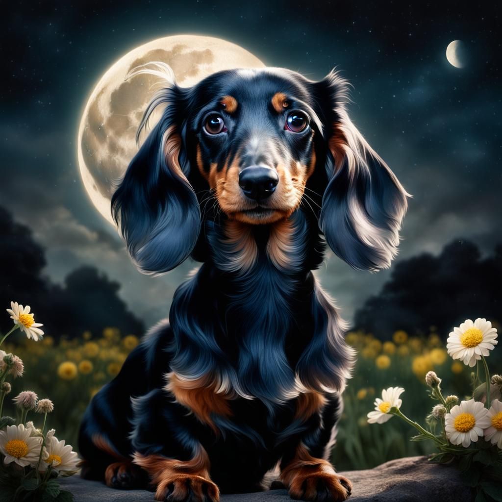Dachshund Puppy in Old Master Style Portrait
