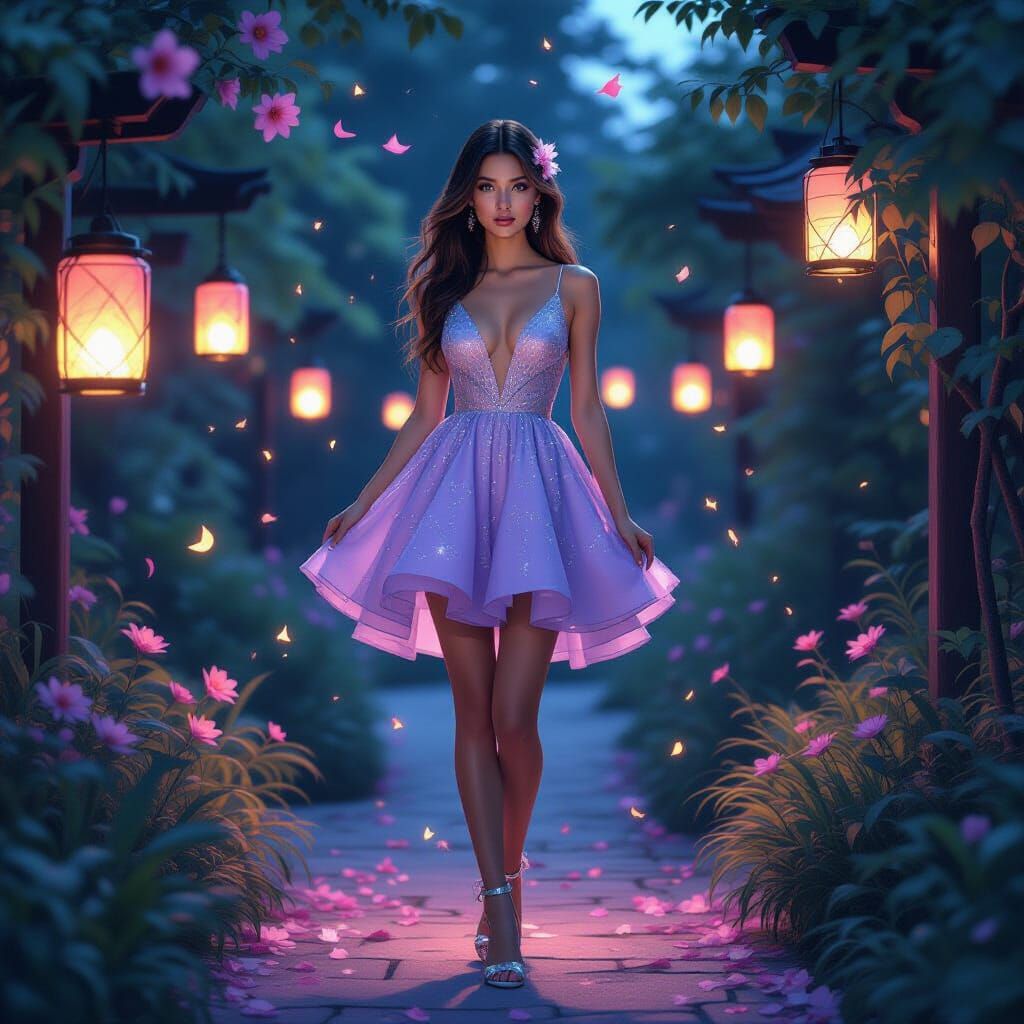 Enchanted Twilight Garden: A Cinematic Portrait