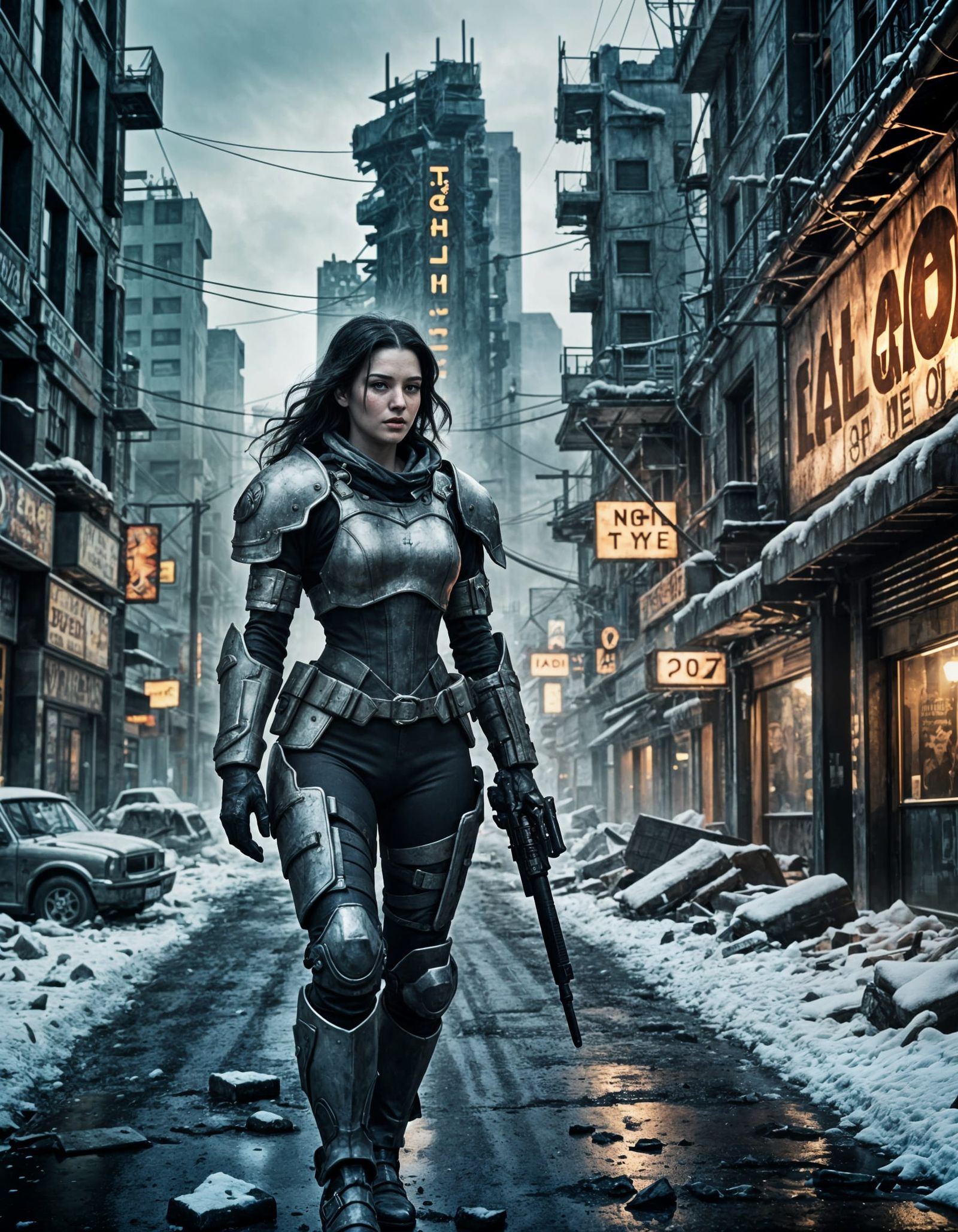 Snow White in Post-Apocalyptic Power Armor, Las Vegas Ruins
