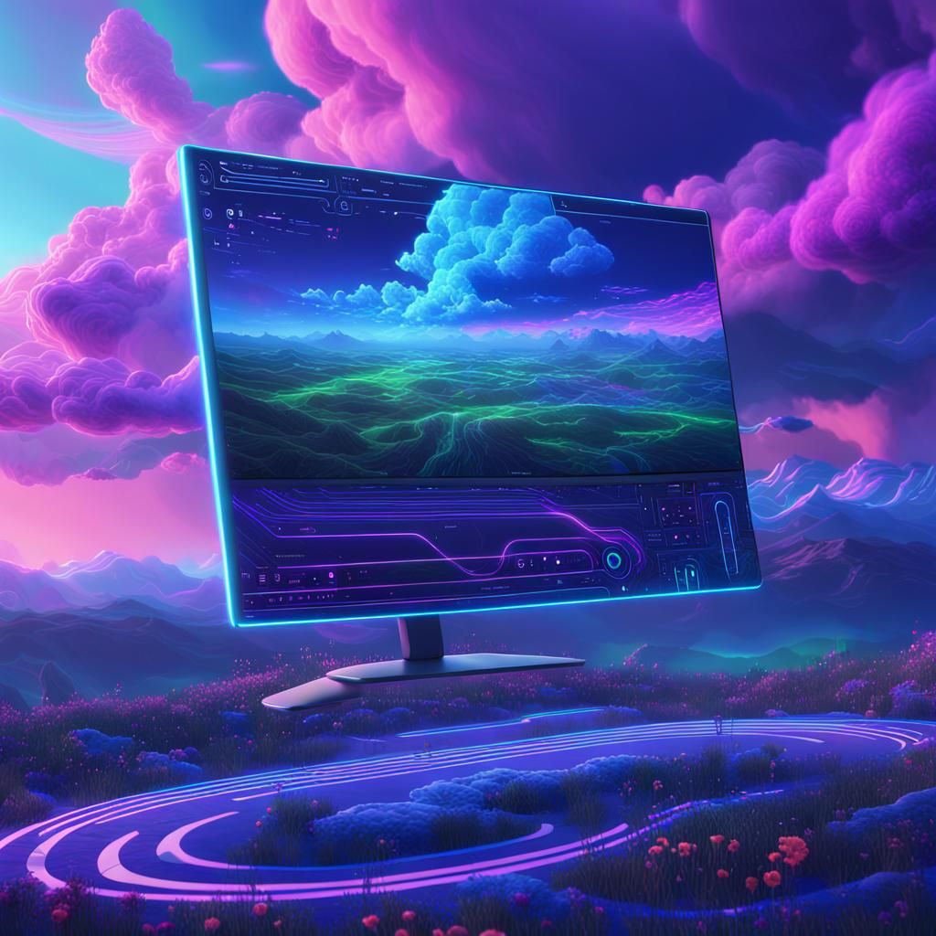 Futuristic AI Interface with Swirling Clouds