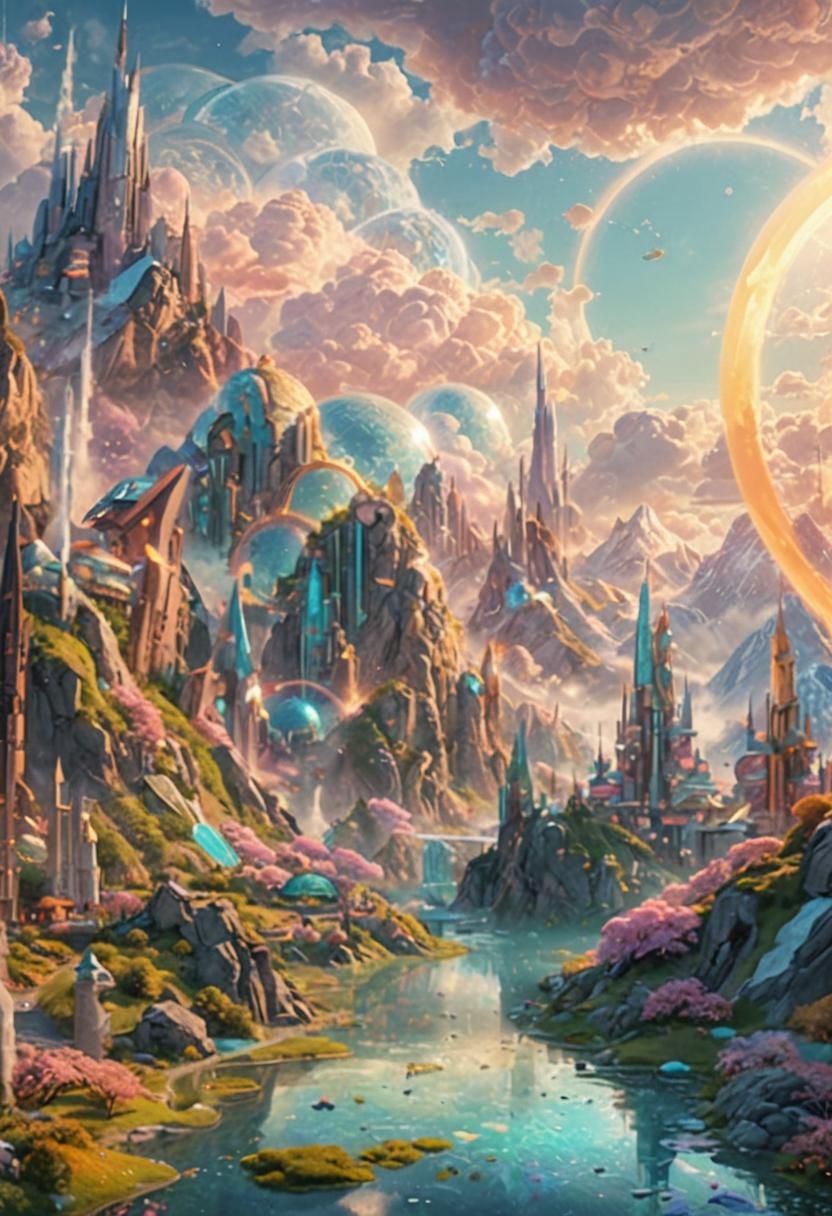 Cinematic Futuristic City in Pastel Colors