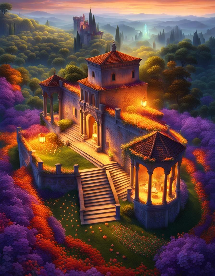 Hunting House, Italy: Vibrant Fantasy Concept Art