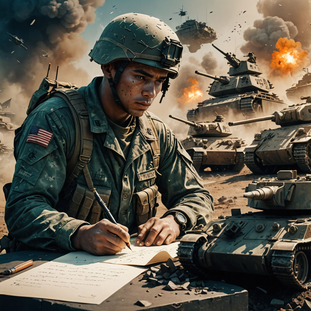 American Soldier in a Splash of Colorful Tanks