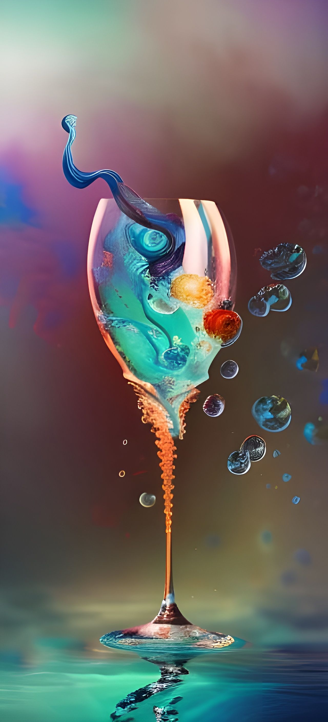 Wine Glass Portal to Magical Aquatic World